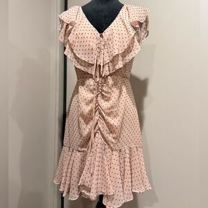 Wayf Pink Asymmetrical Ruffle Dress